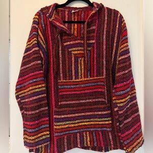 Multicolor Striped Hooded Women’s Sweater - from Mexico